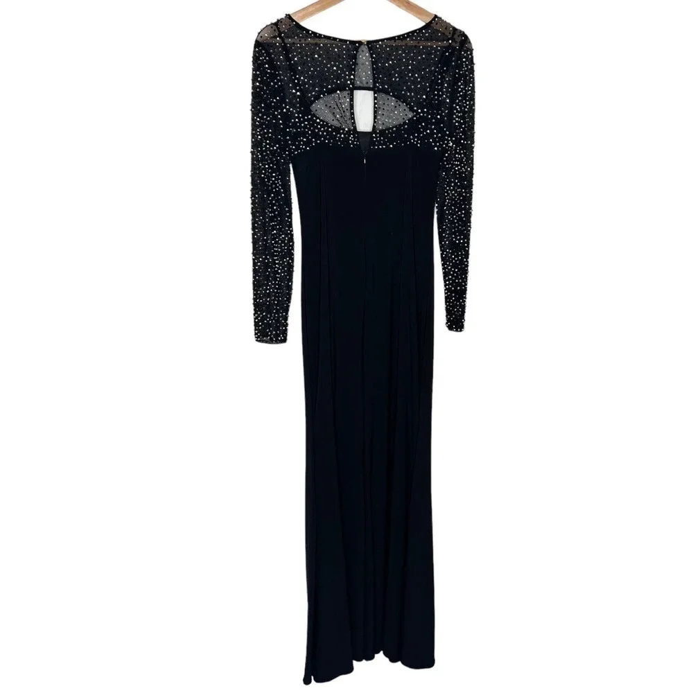 New Women’s Betsey And Adam Haisley Long Jersey Knit Beaded Dress Size 8